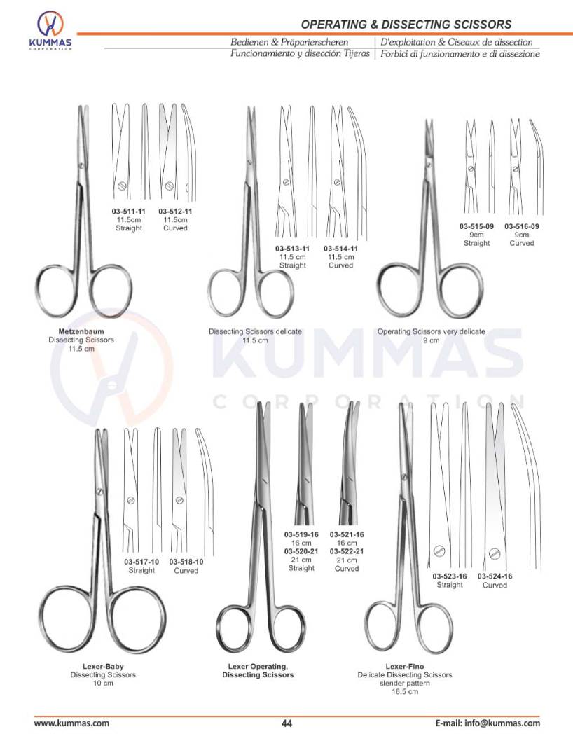 Operating and dissecting scissors