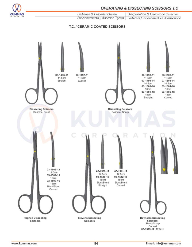 Operating and dissecting scissors T.C
