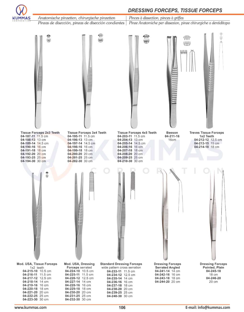 Dressing Forceps, Tissue Forceps