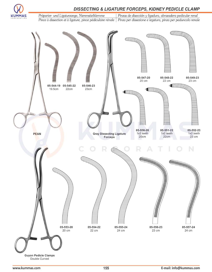 Disseting & Ligature Forceps, Kidney Pedicle Clamp