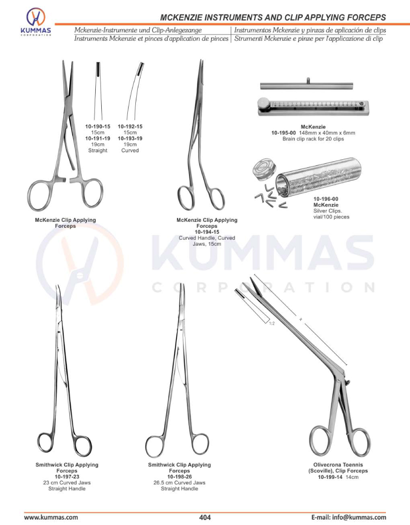 Mckenzie Instruments & Clip Applying Forceps