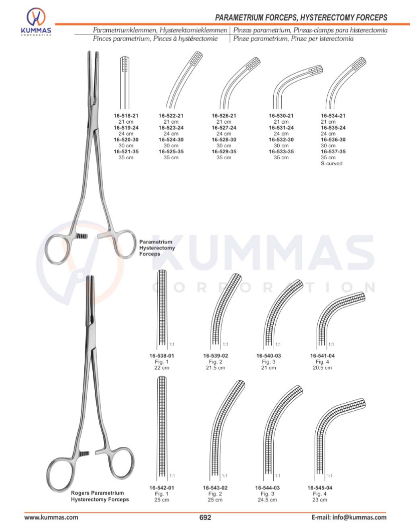 Parametrium Forceps, Hysterectomy Forceps