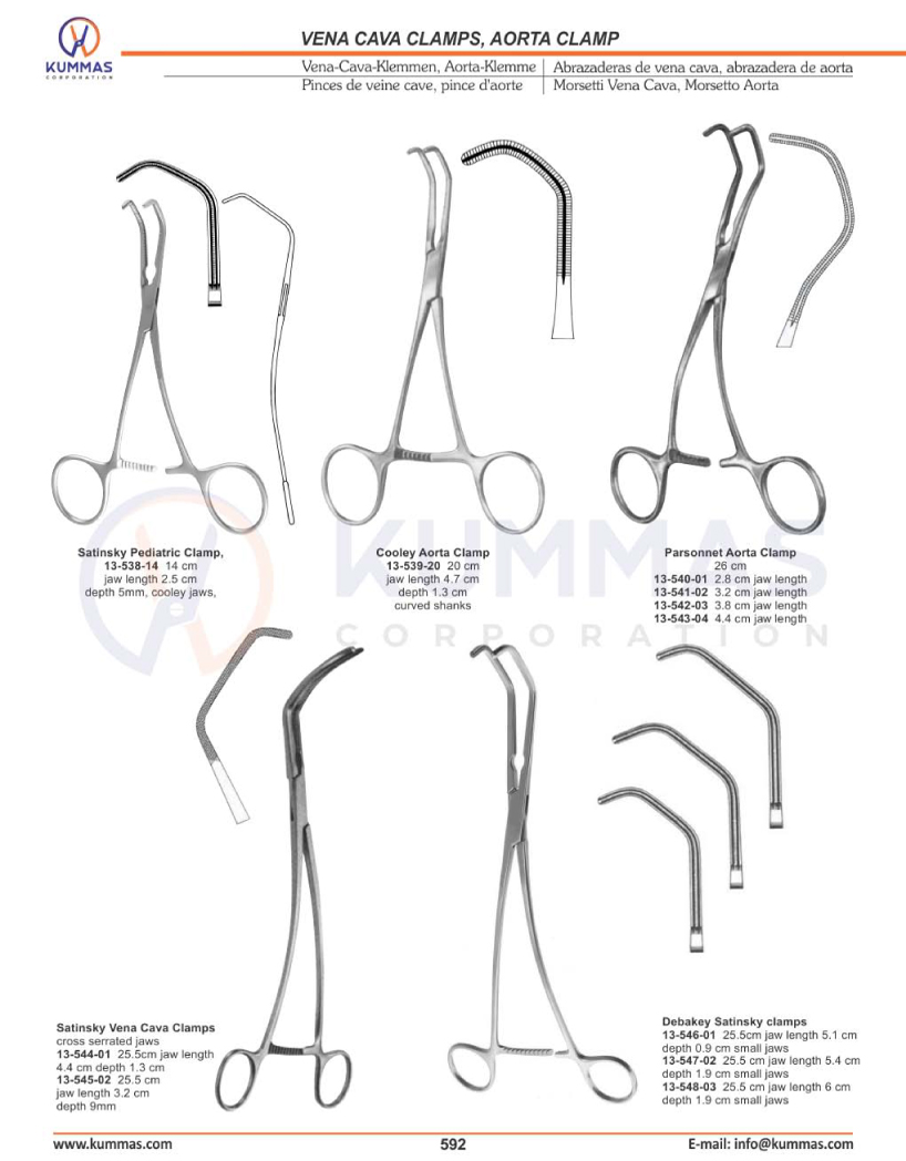 Vena Cava Clamps, Aorta Clamp