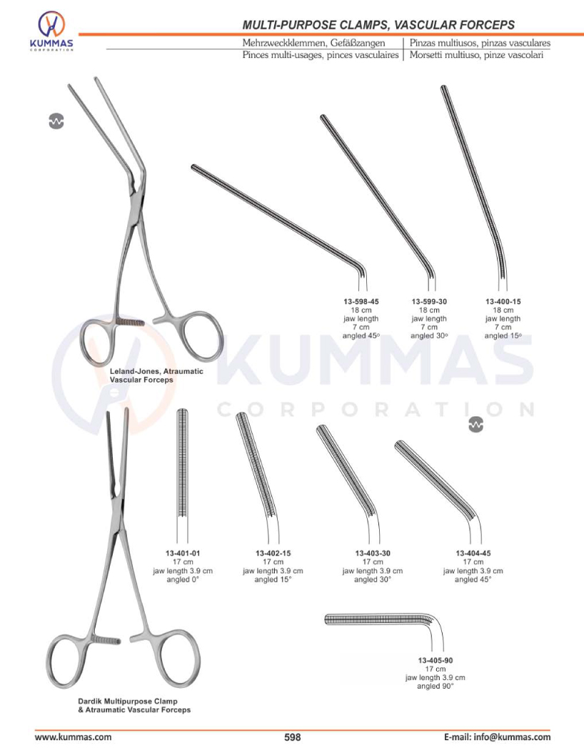 Multipurpose Clamps, Vascular Forceps