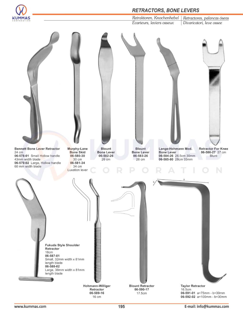 Retractors, Bone Levers