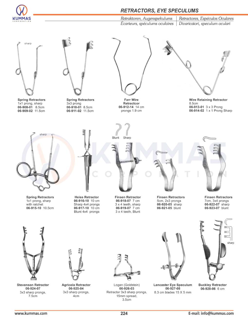 Retractors, Eye Speculums