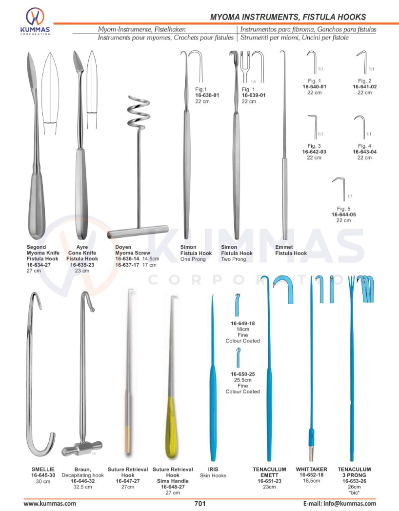 Myoma Instruments, Fistula Hooks